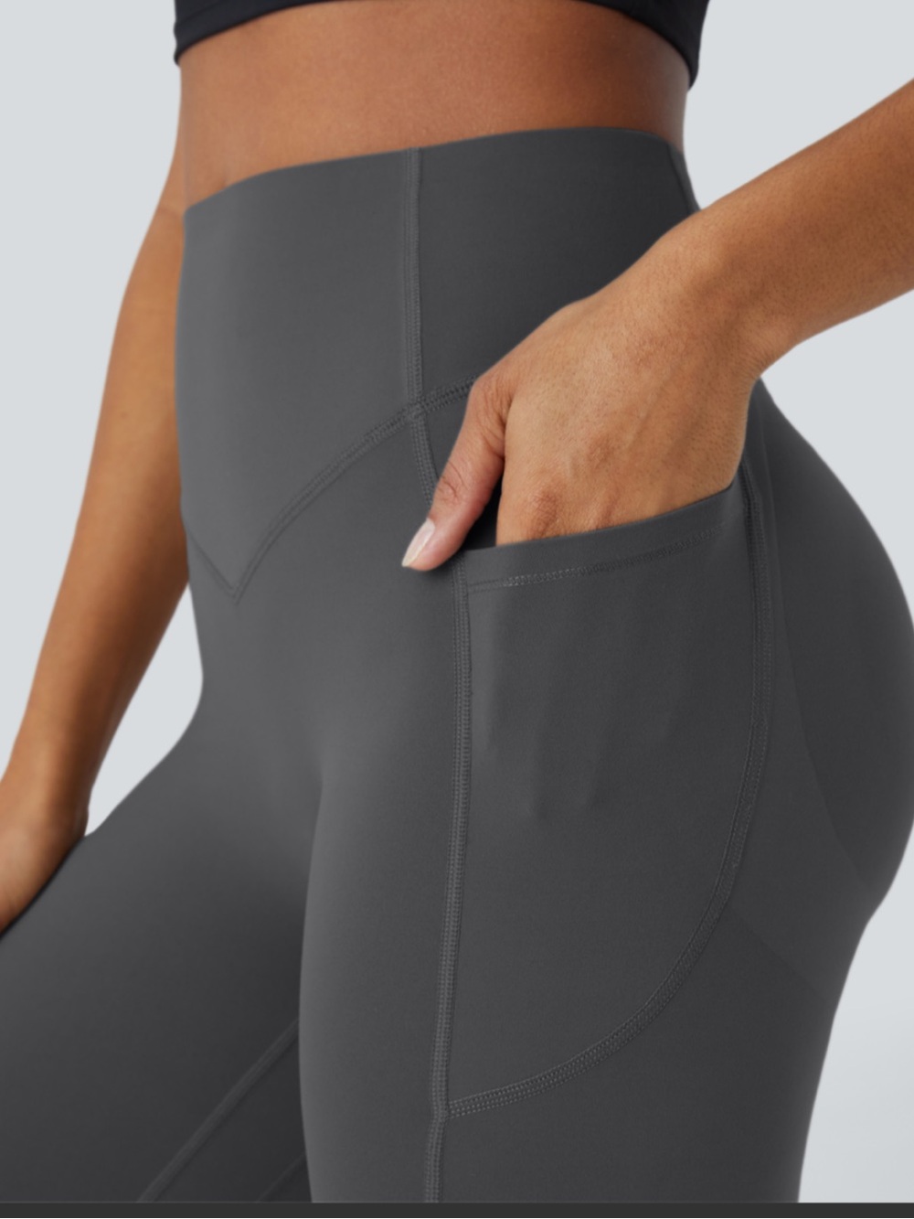 HALARA High-Waist Pocket Leggings - Charcoal Gray - Picture 4 of 9